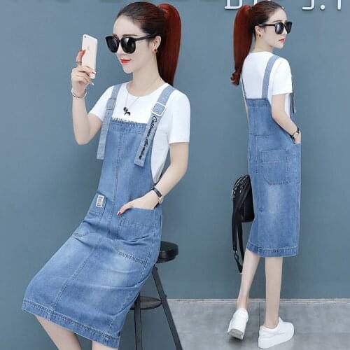 New womens dresses denim fabric suspenders dresses women clothing summer/autumn clothing european jeans dress