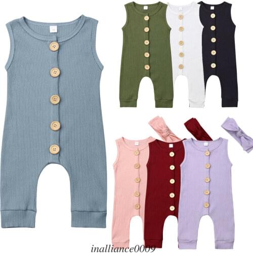 New Kid Baby Girl Boy Solid Clothes Sleeveless Romper Jumpsuit Outfit Set