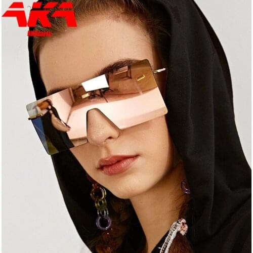 AKAgafas Oversized Sunglasses Women 2021 Square Sun Glasses Women/Men Vintage Eyeglasses Women Rimless Oculos De Sol Feminino