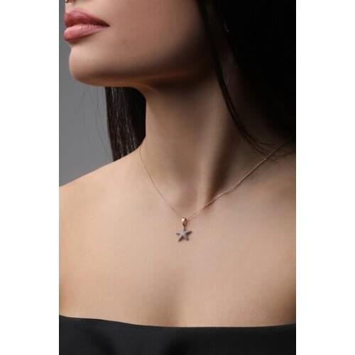 Silver Zircon Stone Star Design Necklace