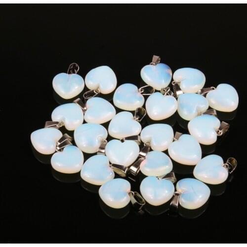 10pcs/set natural Stone Pendant Heart Shape Pendants Opal / Malachite Charms Making Jewelry for Necklaces size 25x17 mm
