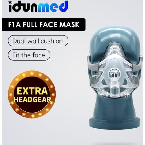 BMC CPAP Full Face Mask without Forehead Bipap APAP with Headgear Supplies for Sleep Apnea Anti Snoring Breathing Accessories