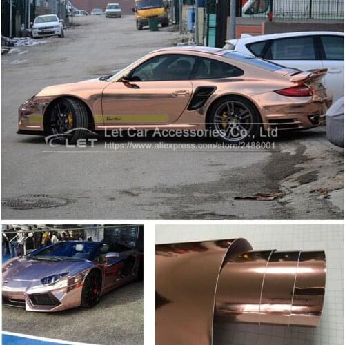 Premium Chrome stretchable chrome vinyl car wrap sticker with bubble free Rose Gold , Silver, Red, Gold Sticker Best quality