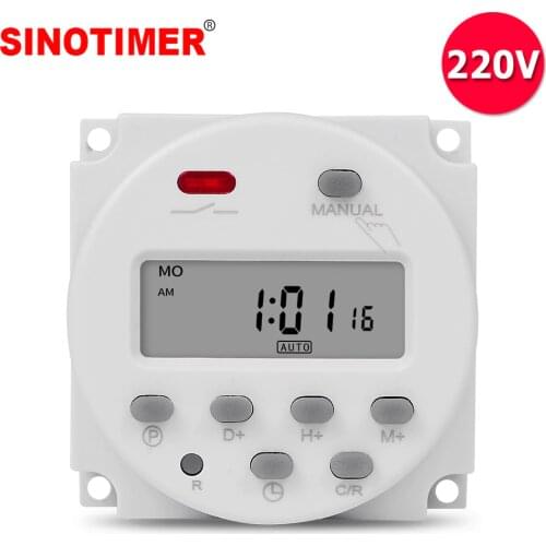 Power Supply 220V Digital 7 Days Programmable Timer Switch Electronic Lighting Daily Time Relay Programmer CN101A