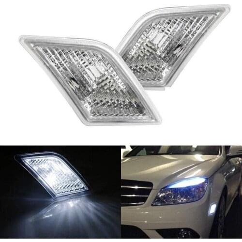 Clear Lens Front Bumper Side Marker Light Kit for Mercedes Benz W204 C250 C300 C350 & 2008-2013 C63 AMG 2008-2011