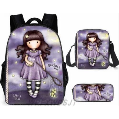 School Bags Boy Girl Messenger Bag Pencil Case Japan Anime Loveliness Girls Printed Backpack 3 Pieces/set