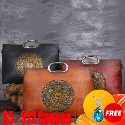 CGA Handbags For Women 2021 Designer Luxury Tote Handmade Embossing Retro Bags Designer Genuine Leather Shoulder Crossbody Bag