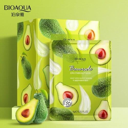 Bioaqua Avocado net embellish deep discharge makeup wipes clean thin soft portable moisturizing make-up cotton 20Pcs
