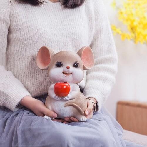 Home Decoration Pet Mouse Piggy Bank Storage Box Animal Statue Crafts Holiday Gift Home Storage Piggy Bank Gifts for Girls