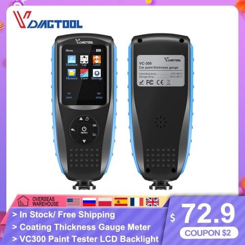 VDIAGTOOL VC300 VC200 Coating Thickness Gauge 0-1500 Backlight Car Paint Film Thickness Tester FE/NFE Measure Car Paint Tool