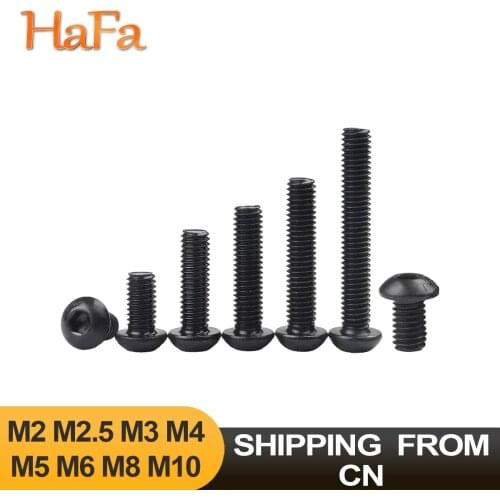5-50PCS Button Head Screws Black 10.9 Grade Hexagon Hex Socket Cap Screw Allen Bolt Screw ISO7380 M2 M2.5 M3 M4 M5 M6 M8 M10