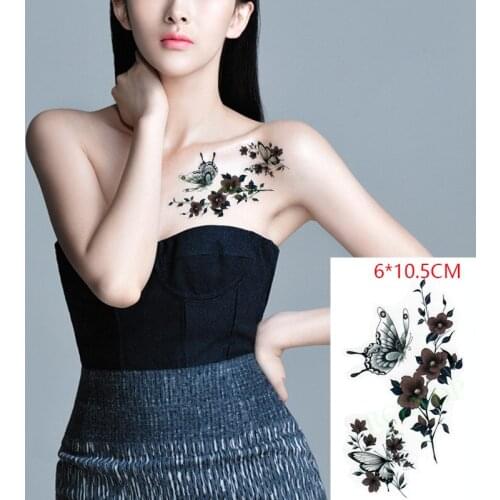 Waterproof Temporary Tattoo Sticker Rose Flower Butterfly Sexy Body Art Flash Tattoo Fake Tattoo for Women Men