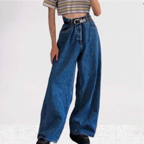 Wide Leg Jeans Women Dark Blue Light High Waisted Slouchy Jeans Woman 2021 New Fashion Denim Jean Zipper Pantalon Large Femme