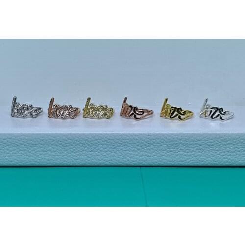 Feminine Trend Temperament Fashion S925 Sterling Silver Zircon Letter Ring Original High Quality Exquisite Jewelry Holiday Gift