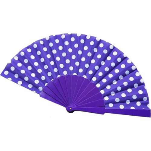 100 Pcs Spanish Elegant Handheld Plastic Fans, Manual Folding Japanese Polka Dot Fan for Wedding, Birthday, Party Gift Favors