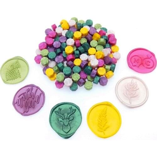 100Pcs/Lot Retro Octagon Stamping Sealing Wax Beads Wax Seal Stamps for Envelope Documents Wedding Invitation Decorative Supply