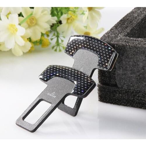 2Pcs Safety Belt Buckles Real Carbon Fiber Car Seat Safty Belt Alarm Canceler Stopper Car Interior Accessories 2020