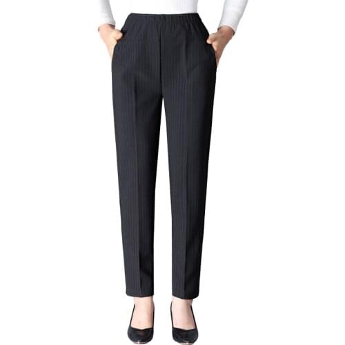 2020 Middle-aged Elderly womens Casual Straight Pants Spring Autumn ladies High Waist Mother Loose Trousers Plus Size 5XL R149