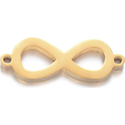 5pcs/lot Titanium Steel 7*21mm Gold Infinity Infinite Pendant Double Hanging Connector for Making Female Bracelet & Necklace