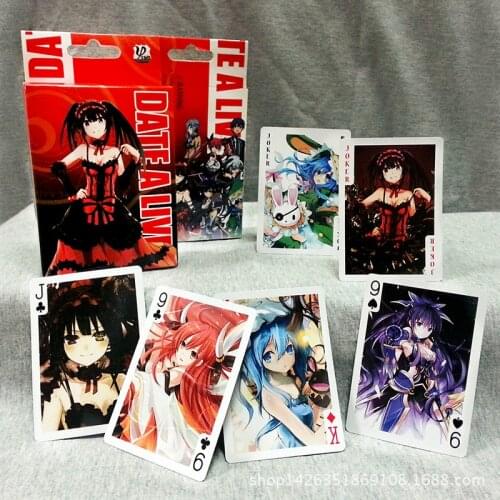 54PCS/set Anime DATE A LIVE Tokisaki Kurumi card Poker Model Indoor family games HOME toys Gift