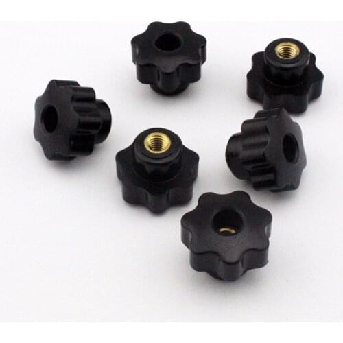 6pcs M8 Female Thread 50mm OD Star Shaped Head handle Nuts Knob Clamping Nuts Knob with through-hole
