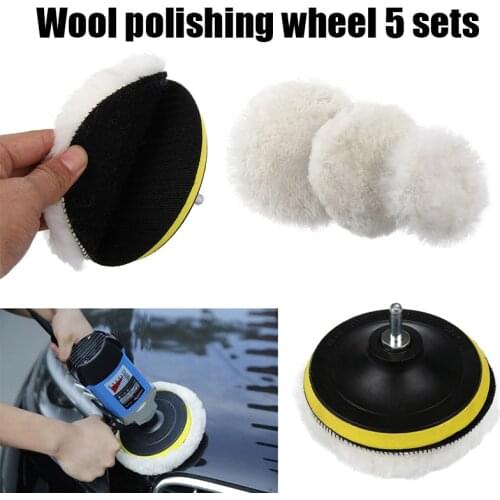 5pcs car polishing pad 3/4inch wool polishing wheel car sponge polishing discs kit for car Polisher Drill Adapter car detailing