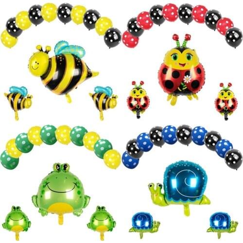 Bee Frog Ladybug Balloon Aluminum Film Birthday Mini Insects Party Balloon Party Decorations Baby Shower Boy Girl Kids Favors