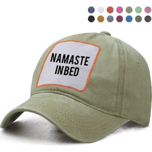 Namaste In Bed Letter Printed Baseball Cap Dad Solid Trucker Snapback Casquette Hat Woman Berets Ponytail Bone Caps Gorras Hats
