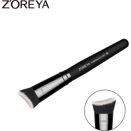 ZOREYA Brand Large Facial Brush Soft Synthetic Hair Makeup Brush Classic Black Ferrule And Wooden Handles Face Make Up Tools