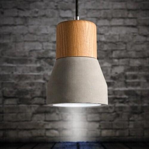 Cement Japanese Style LED Pendant Lamp Fixtures For Living Room Decoration Creative E27 Wood Hanglamp Luminaire Suspension