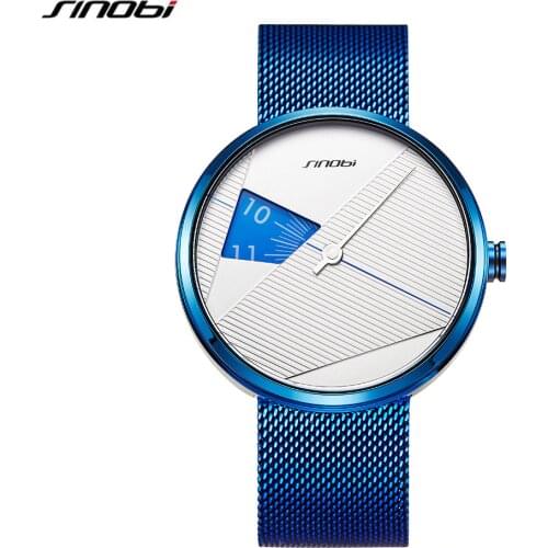 SINOBI Men rotate dial plate watches 2019 Original Irregular Creative Men Watch Milan Strap Sports watch Drop ship Wristwatches