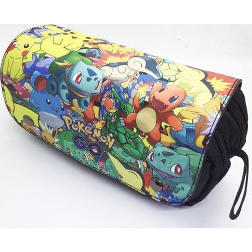 Pokemon School Student Pencil Case Pikachu Pencilcase Double Layer Pencil Bag Cartoon Anime Pen Pouch Children Kid Birthday Gift