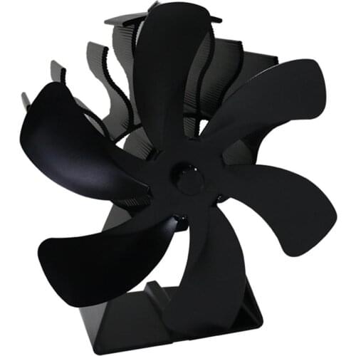 Black Fireplace 6 Blades Heat Powered Stove Fan Log Wood Burner Quiet Safe Home Fireplace Fan Efficient Heat Distribution