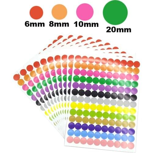 880Pcs 10mm Colored Dot Stickers Round Circles Sealing Sticker Paper Labels Adhesive Package Label Party Decoration