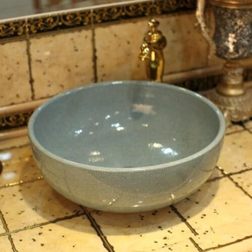Decorative oriental crackled porcelain bathroom sinks with countertop