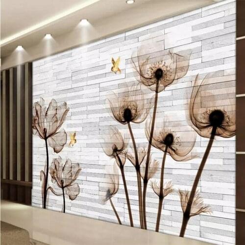 Decorative wallpaper 3D golden tulip background wall painting