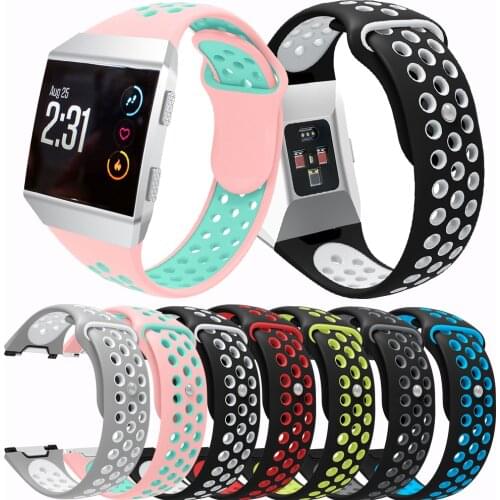 For Fitbit Ionic Straps, Soft Silicone Sport Band Perforated Breathable Bands for Fitbit Ionic