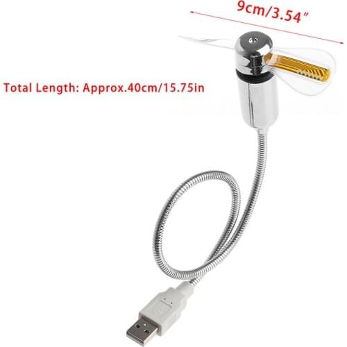 Flexible Gooseneck USB LED Clock Fan with Real Time Display For Notebook PC 4XFB