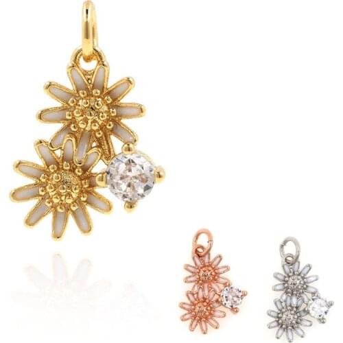 White Daisy Flower Exquisite Fashion Enamel Flower Pendan Charm Suitable For Jewelry Necklaces And Earrings Accessories