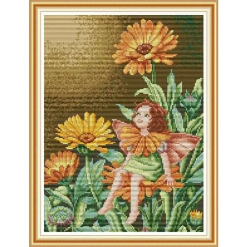Joy Sunday Cross Stitch Patten Butterfly Fairy 9 Handmade Cross Stitch Canvas Printed Embroidery Needlework Kit Home Decoration