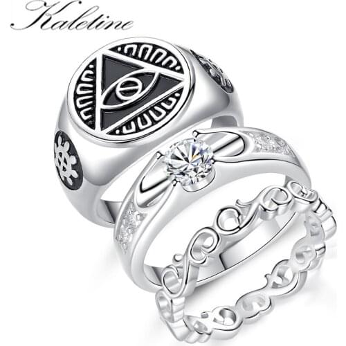 KALETINE Vintage Nordic Freemason Rings For Men 925 Sterling Silver Masonic Rings Knights Templar Jewelry Punk Biker Gothic Ring