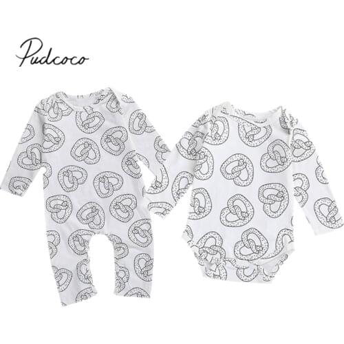 Infants Romper Spring Autumn Long-Sleeve Top Snake Heart Print Crotch Buttons Home Sports Sleeping Trousers