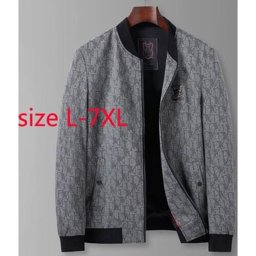 New Arrival Super Large Spring Men Fashion Casual Baseball Collar Print Coat Jacket Plus Size L X L2XL 3XL 4XL 5XL 6XL 7XL