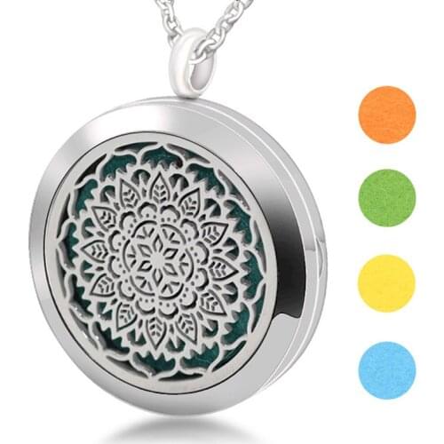 Magnetic Stainless Steel Aromatherapy Necklace Jewelry Petal Perfume Locket Pendant Essential Oil Diffuser Jewelry