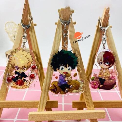 My Hero Academia Keychain Midoriya Izuku Ochako Uraraka Todoroki Shouto Cosplay Prop Acrylic Keyring Halloween Christmas Gifts