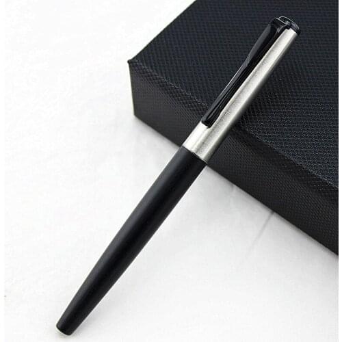 Financial Tip 0.5mm Extra Fine Fountain Pen Pen cap Silver Color Clip Ink Pens Steel Metal Classic Office School A6619