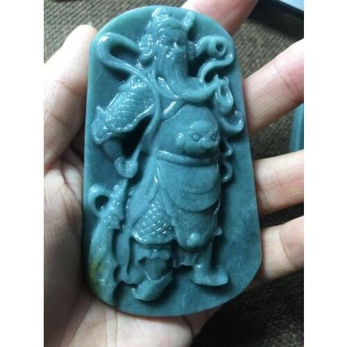 Natural 7A Myanmar jade Hand-Carved jade guan gong green jade pendant jade necklace men women pendants jade jewelry