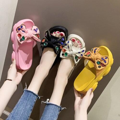 New Summer Buckle Flip Flops Womens Sandals 2020 Fashion Women 9 CM Wedges Platform Shoes Open Toe Woman Flats Beach Slippers