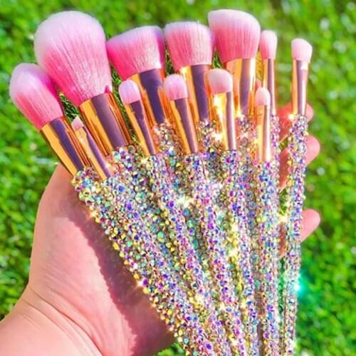 New makeup brush set blinged diamond-studded makeup brush with 12 diamond makeup brushes beauty tools brides maid gifts