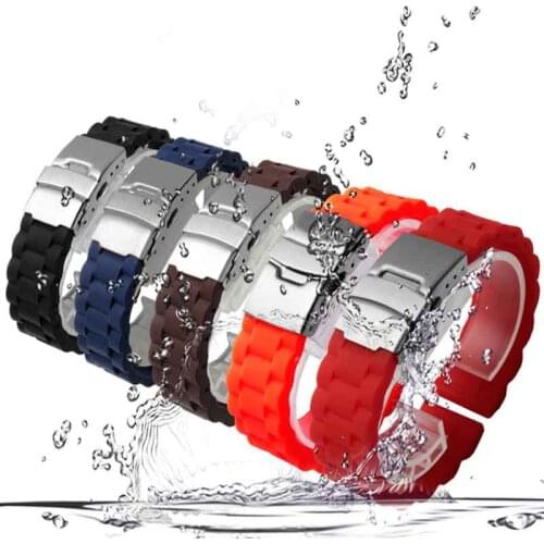 PEIYI Waterproof Silicone watchband 16mm 18mm black red orange strap for Huawei B3 B5 smart sport bracelet Quick release
